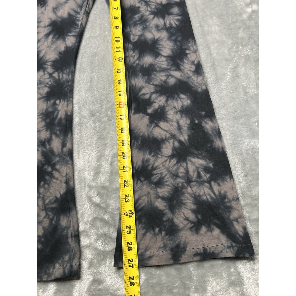 PINK Pants Women Small High Rise Flare Leggings Tie Dye Black Stretch Waist - Picture 3 of 7